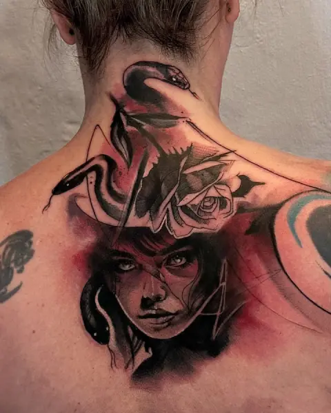 portrait rose coverup tattoo athens